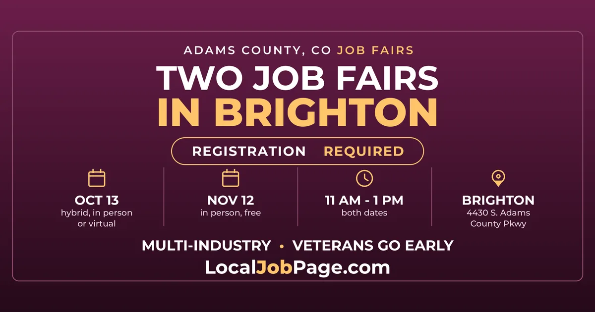 Adams County Job Fairs Come to Brighton: North Metro Hiring Events This Fall